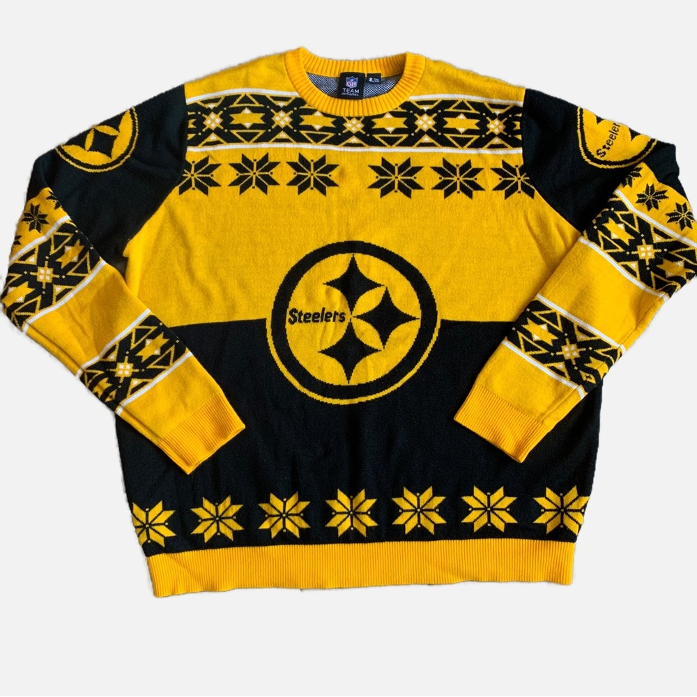 NFL Team Apparel Pittsburgh Steelers Ugly Christmas Sweater Men's Size 2XL